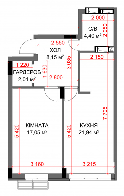 Планировка вашей квартиры 1Д 53.96
